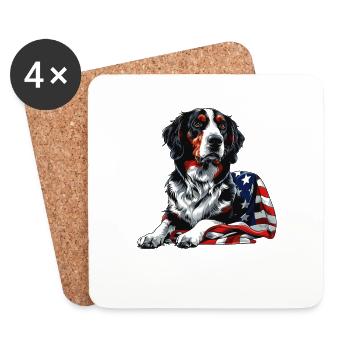 Border Collie Dog 4th of July American Flag Gifts - Untersetzer (4er-Set) - Weiß - Vorne