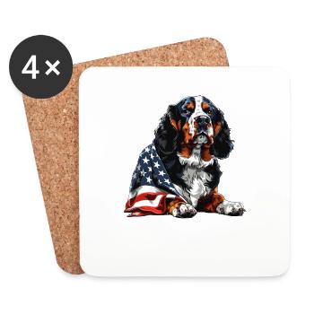 Bernese Mountain Dog 4th of July American Flag - Untersetzer (4er-Set) - Weiß - Vorne