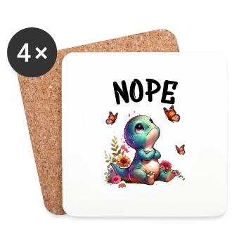 Dinosaure disant non aux garçons et aux filles - Dessous de verre (lot de 4) - blanc - Devant