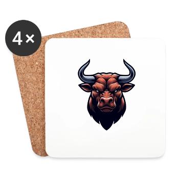 Mighty Bull - Untersetzer (4er-Set) - Weiß - Vorne