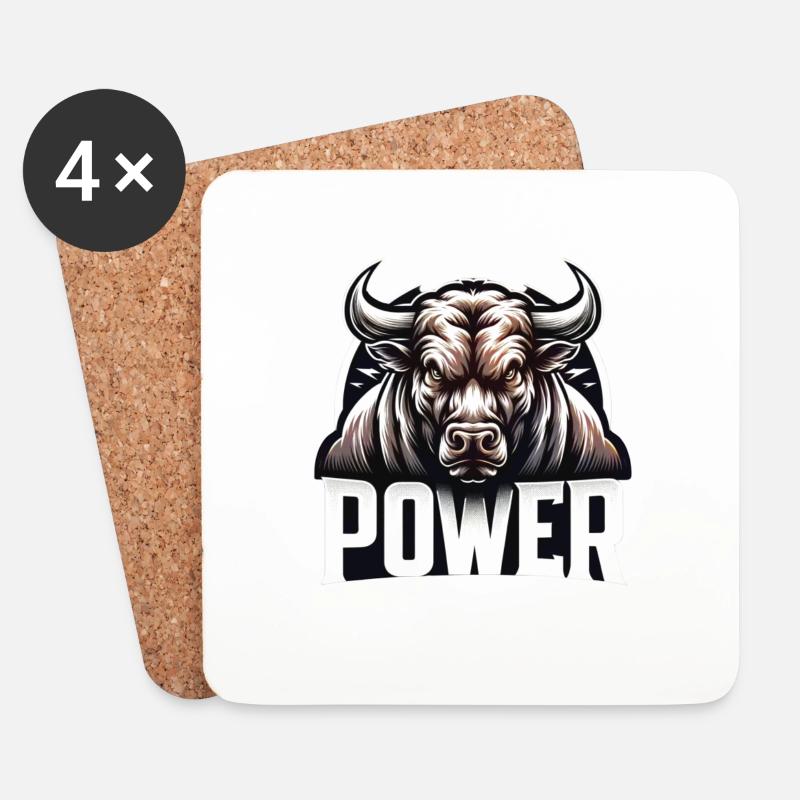 Power Bull - Untersetzer (4er-Set) - Weiß