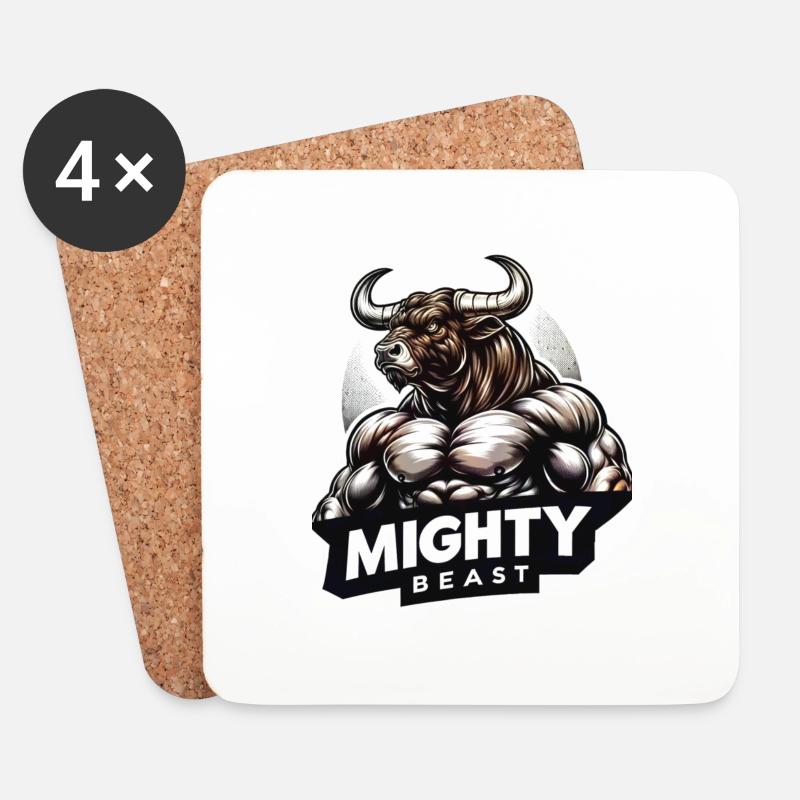 Mighty Beast - Untersetzer (4er-Set) - Weiß