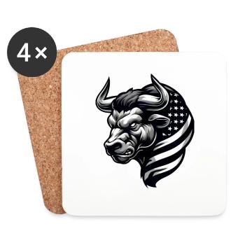 Patriotic Bull - Untersetzer (4er-Set) - Weiß - Vorne