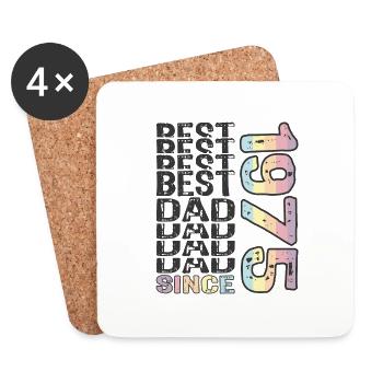 Meilleur papa du monde depuis 1975 Fête des pères - Dessous de verre (lot de 4) - blanc - Devant
