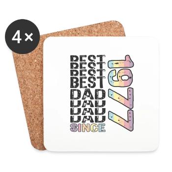 Meilleur papa du monde depuis 1977 Fête des pères - Dessous de verre (lot de 4) - blanc - Devant