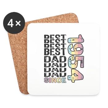 Best dad in the world since 1954 Father's Day - Coasters (set of 4) - white - Front