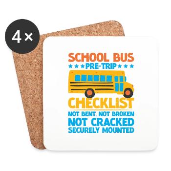School Bus Pre-trip Checklist, Not Bent, 5 - Coasters (set of 4) - white - Front