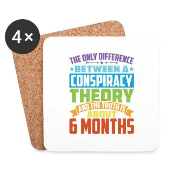 The Only Difference Between A Conspiracy Theory 26 - Coasters (set of 4) - white - Front