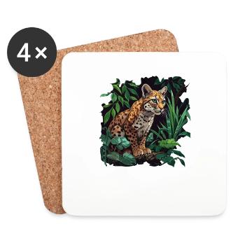 Chats dorés Chat doré - Dessous de verre (lot de 4) - blanc - Devant