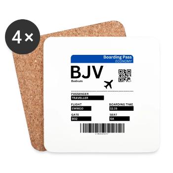 Bodrum Boarding Ticket Airport BJV Turkey Holiday Idea - Coasters (set of 4) - white - Front