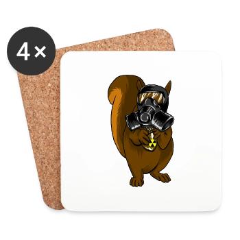 Eichhörnchen mit Gasmaske Eichel Nukleare Ikone Streifenhörnchen - Untersetzer (4er-Set) - Weiß - Vorne