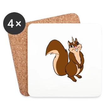 Écureuil Écureuil Drôle Licorne Chipmunks Jeu de mots - Dessous de verre (lot de 4) - blanc - Devant