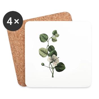 lettre l botanique vert - Dessous de verre (lot de 4) - blanc - Devant