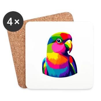 Bunte Pop-Art-Turteltauben-Vogelbeobachtung - Untersetzer (4er-Set) - Weiß - Vorne