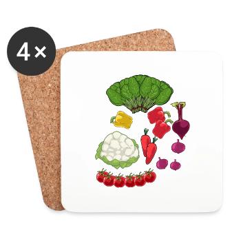 Vegetables Vegetarian Cooking Cooking Cuisine Vitamins - Coasters (set of 4) - white - Front