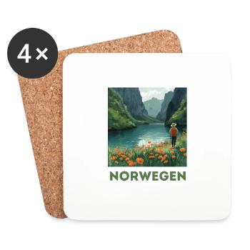 Norwegen Wandern Trekking Berge - Untersetzer (4er-Set) - Weiß - Vorne