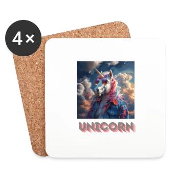 Licorne Métal - Dessous de verre (lot de 4) - blanc - Devant
