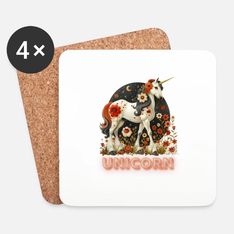 Einhorn - Untersetzer (4er-Set) - Weiß