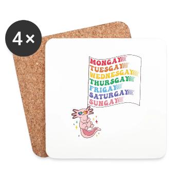 Cute Pride LGBTQ Axolotl - Trau dich, du selbst zu sein - Untersetzer (4er-Set) - Weiß - Vorne