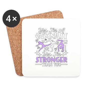 Oui, je suis une gymnaste Oui, je suis plus forte en gymnastique - Dessous de verre (lot de 4) - blanc - Devant