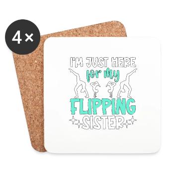 I'm Just Here For My Flipping Sister Gymnastics - Coasters (set of 4) - white - Front