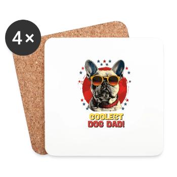 Französische Bulldogge Coolest Dog Dad - Untersetzer (4er-Set) - Weiß - Vorne
