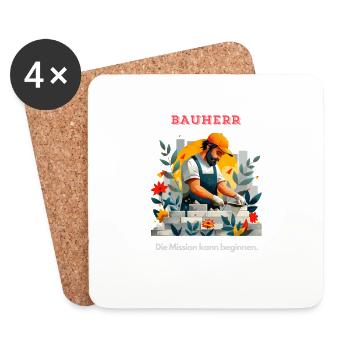 Mason Builder House Building Craft Gift - Coasters (set of 4) - white - Front