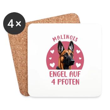 Malinois - Engel auf 4 Pfoten - Untersetzer (4er-Set) - Weiß - Vorne