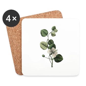 Grüner botanischer Buchstabe T - Untersetzer (4er-Set) - Weiß - Vorne