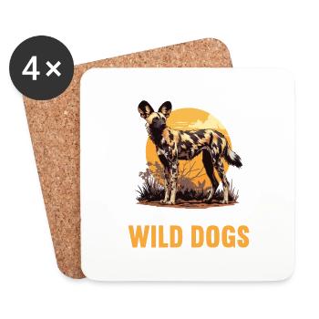 Wildhunde Wildhund - Untersetzer (4er-Set) - Weiß - Vorne