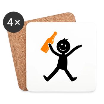 Stick Figure Bière Drôle - Dessous de verre (lot de 4) - blanc - Devant