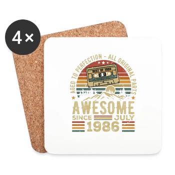 1986 July | Born in July 1986 | July 1986 - Coasters (set of 4) - white - Front