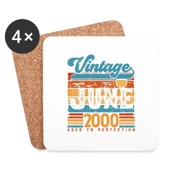 June 2000, Vintage Anniversary Gift June 2000. - Coasters (set of 4) - white - Front