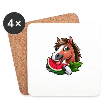 Pferde Pferdeliebhaber Landwirt Bauer Melone - Untersetzer (4er-Set) - Weiß - Vorne