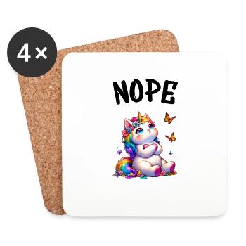Einhorn Spruch Nope Jungen und Mädchen Fabelwesen - Untersetzer (4er-Set) - Weiß - Vorne