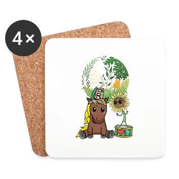 Hippie Cheval Environnement Nature Conservation Climat Terre Nature - Dessous de verre (lot de 4) - blanc - Devant