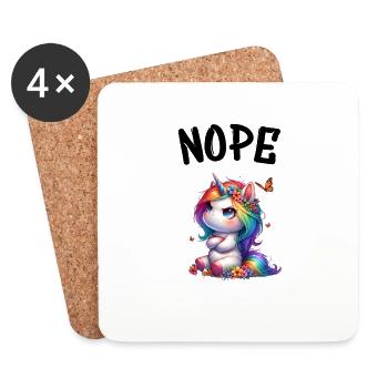 Einhorn Spruch Nope Jungen und Mädchen Fabelwesen - Untersetzer (4er-Set) - Weiß - Vorne