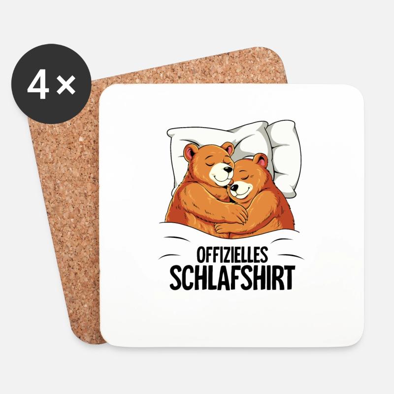 Offizielles Schlafshirt Bär - Untersetzer (4er-Set) - Weiß