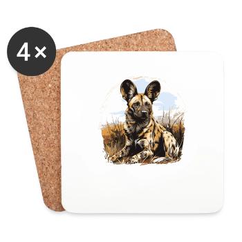 Wildhunde Wildhund - Untersetzer (4er-Set) - Weiß - Vorne