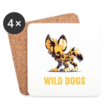 Wildhunde Wildhund - Untersetzer (4er-Set) - Weiß - Vorne