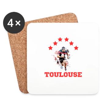 Toulouse Rugby 6 étoiles Champion Europe - Dessous de verre (lot de 4) - blanc - Devant