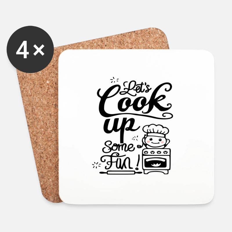 lustiger Spruch Koch Kochen Chef Backen Geschenk - Untersetzer (4er-Set) - Weiß