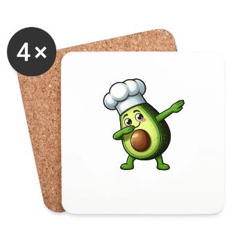 Mignon dessin animé avocat cuisine - Dessous de verre (lot de 4) - blanc - Devant