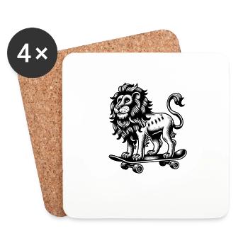 Lion Big Cat Skateboarder Style Classique - Dessous de verre (lot de 4) - blanc - Devant