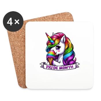 LGBTQ Pride Month Unicorn Rainbow Tolerance - Coasters (set of 4) - white - Front