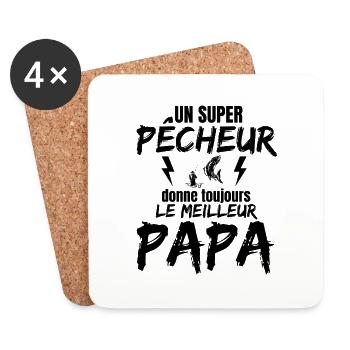 SUPER FISHERMAN DAD - Coasters (set of 4) - white - Front