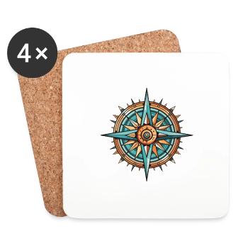 Voyage de la boussole - Dessous de verre (lot de 4) - blanc - Devant