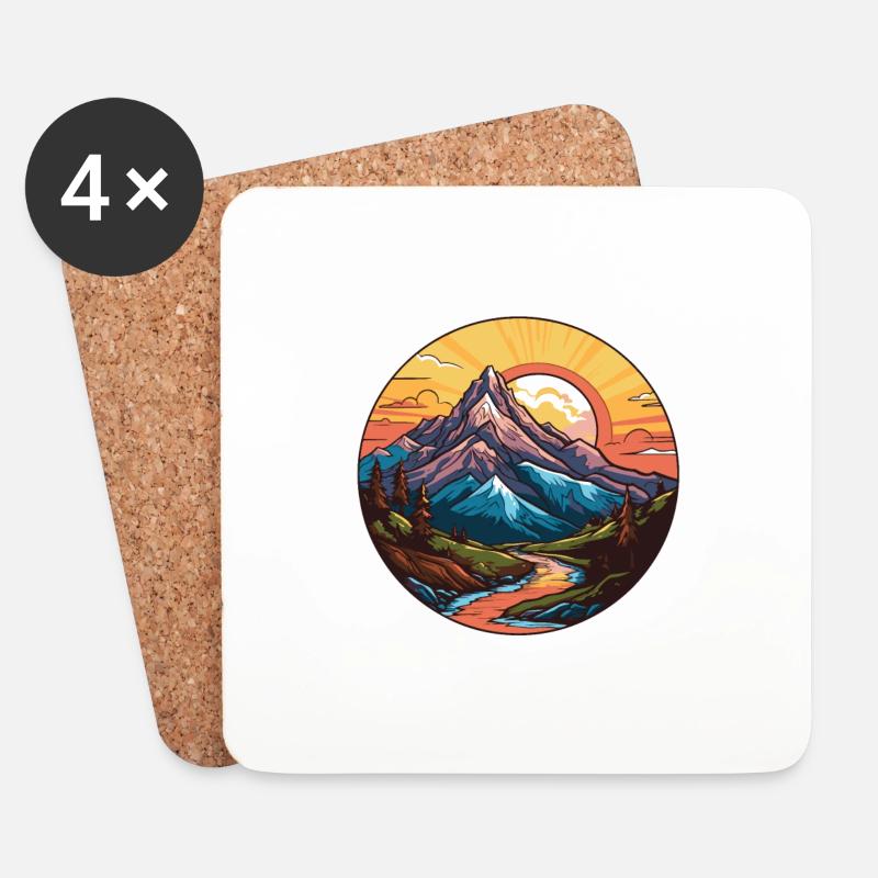 Berge Landschaft Kreis - Untersetzer (4er-Set) - Weiß
