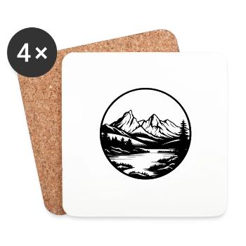 Mountains Landscape Nature River - Coasters (set of 4) - white - Front