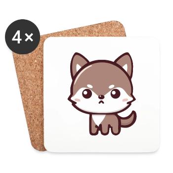 Cool Wolf: Adorable and Playful Design - Coasters (set of 4) - white - Front